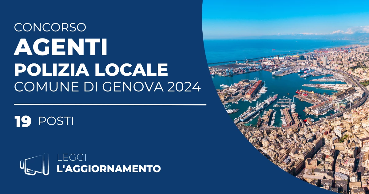 Concorso 19 Agenti Polizia Locale Comune di Genova 2024